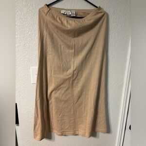Laura Lee  Classic Tan A-Line Skirt midi elastic waistband long.